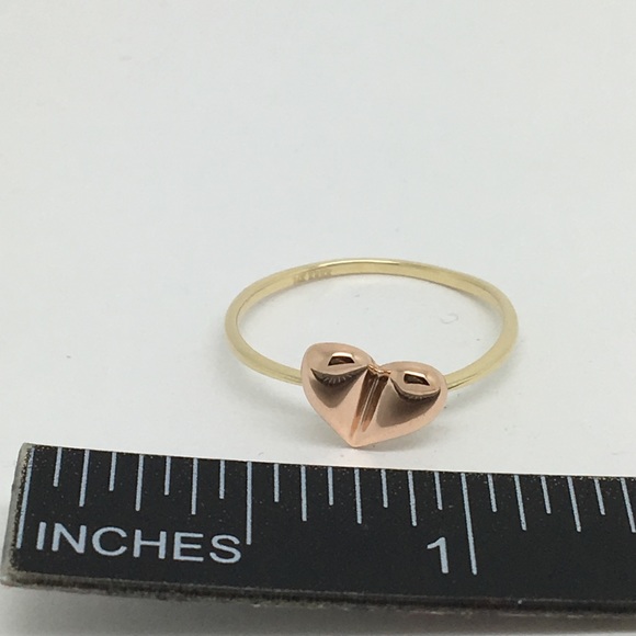 14K Real Two-Tone Gold Heart Ring